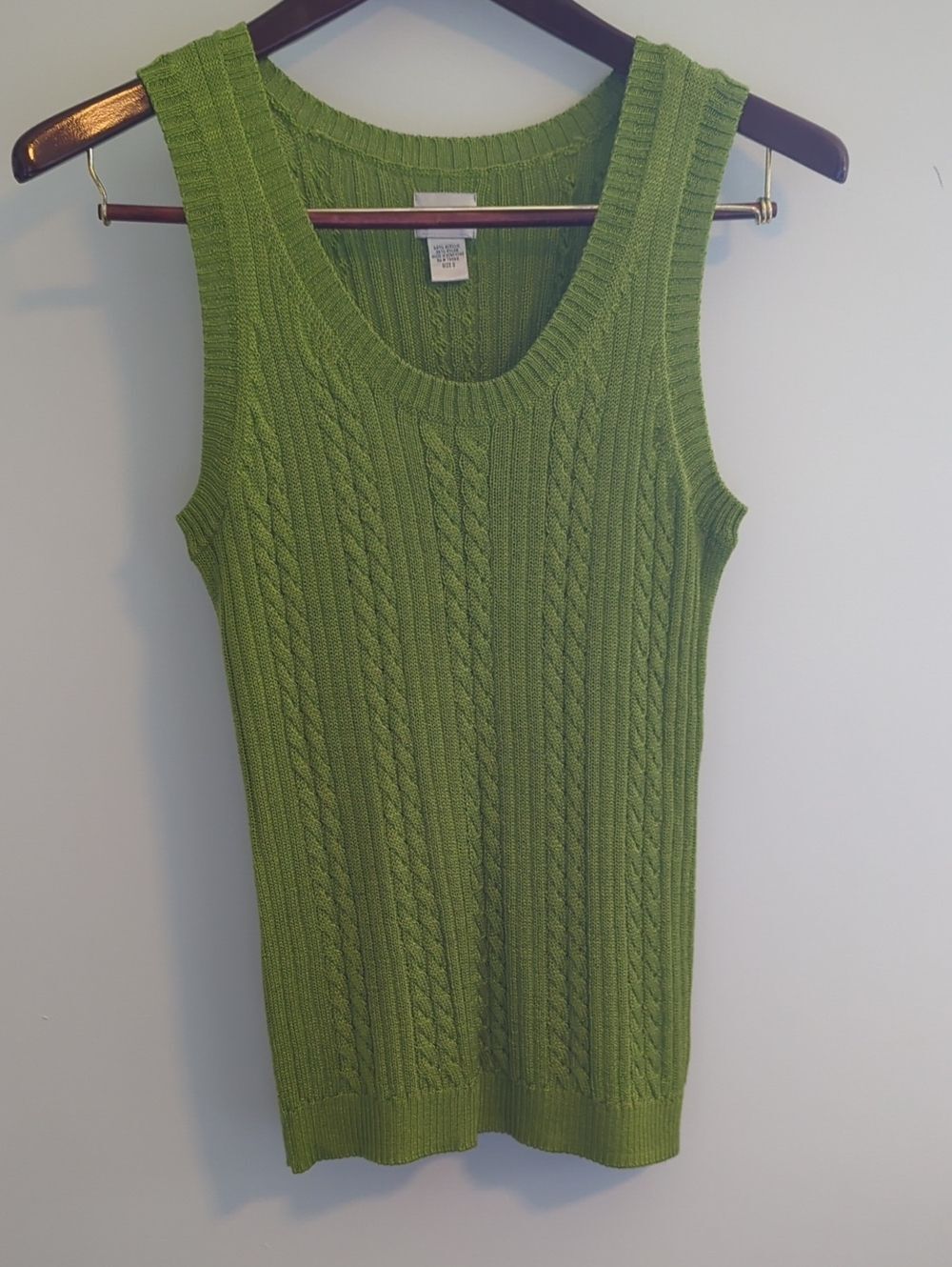 Chico's Green Cable-Knit Sleeveless Sweater Tank Size 0